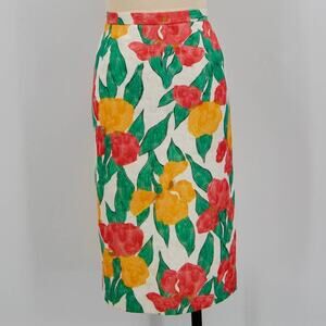 Vintage Joyce White California Floral Skirt